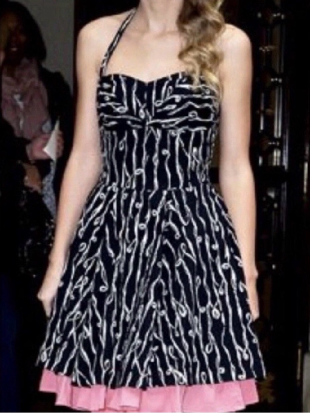 Girls From Savoy Anthropologie Black and white midi dress with a whimsical touch